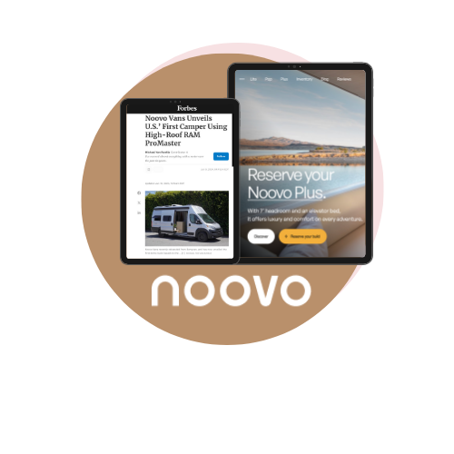 Noovo rebrand campaign showing product launch materials